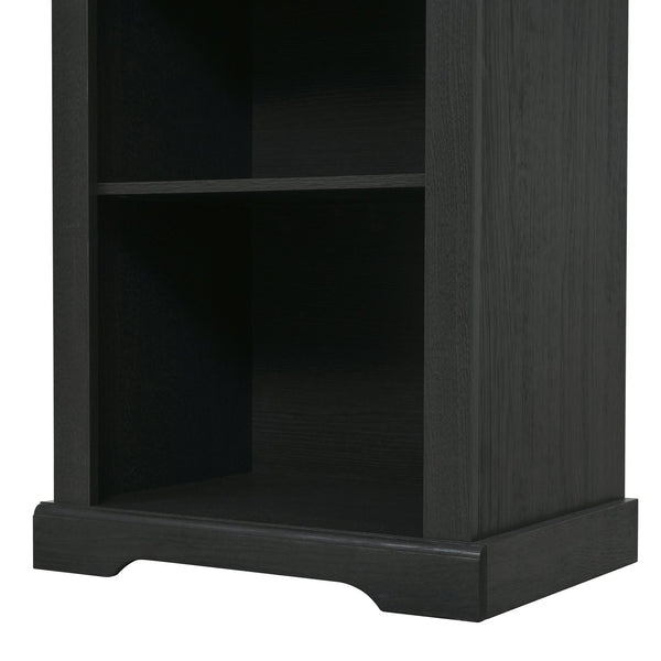 English Elm 3-piece Farmhouse Entertainment Center with Curved Cabinets Walnut Mdf Modular Living Room Black N721S000068B