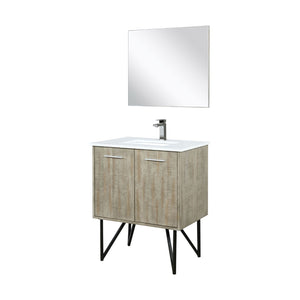 English Elm Rustic Acacia Bath Vanity Set With Cultured Marble Top, Gun Metal Faucet & 28" Mirror - Stylish & Durable B2731S02089-GIGA
