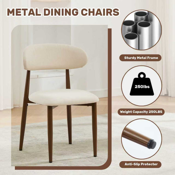 English Elm Dining Chairs Set of 4 Upholstered Farmhouse Metal Frame with Padded Seats W3916S00001