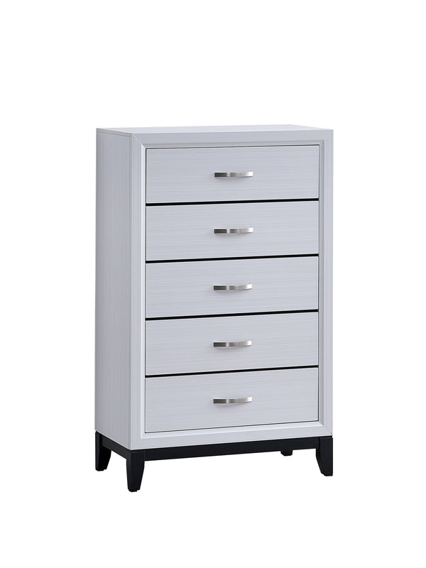 English Elm Glasgow Five-Drawer Chest with Dovetail Construction and Smooth Glides for Ample Organized Storage White 49 L x 34 W x 19 H B078P349547