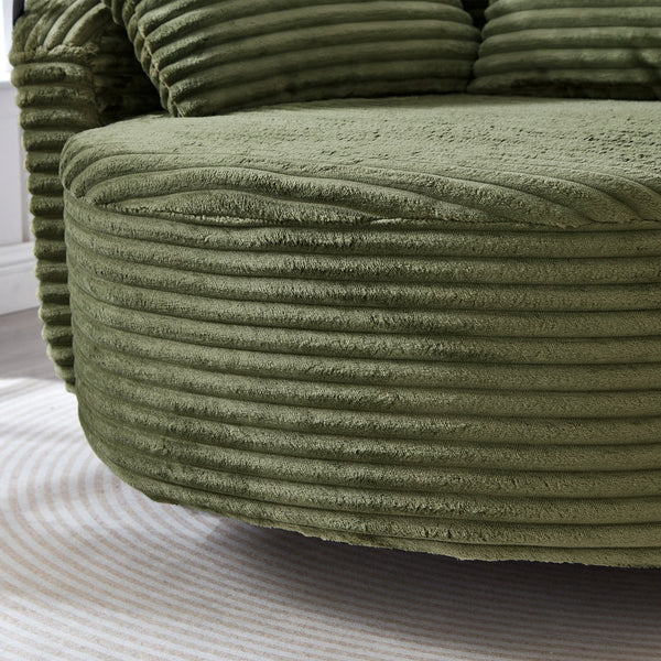 English Elm Swivel Barrel Accent Chair Chenille Tufted Round Club Seat for Living Room Lounge Green N719S002320F