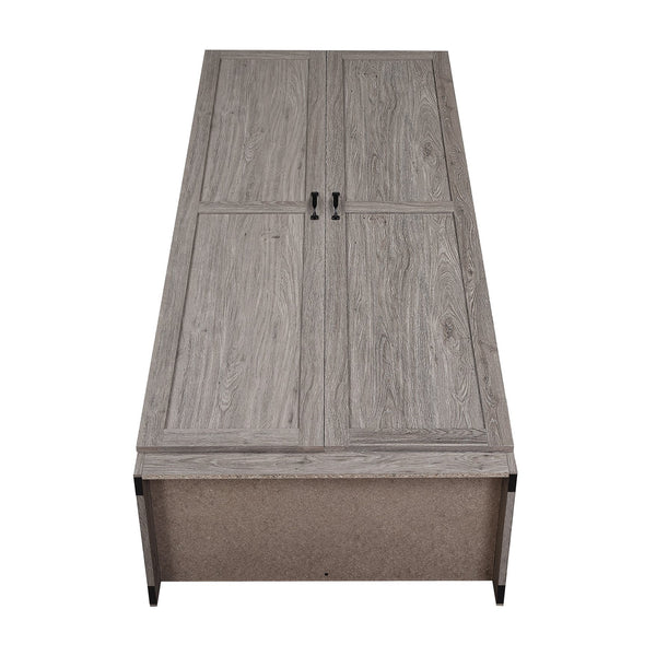 English Elm Cornelia Grey Storage Cabinet 71" Tall MDF with 6 Adjustable Shelves, Soft-Close Doors & Mop Base B365P397854