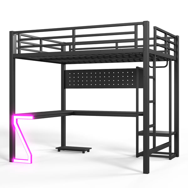English Elm Twin Over Full Playhouse Bunk Bed with Slide Ladder Storage Shelves and Wardrobe W5305S00052
