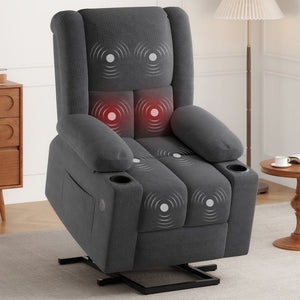 English Elm Power Lift Recliner Chair With Massage, Heat Therapy, Usb Ports & Cup Holders For Ultimate Comfort P1 T3623P380490-GIGA