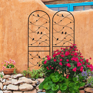 English Elm 4 Pack Powder-coated Metal Garden Trellis Panels Rustproof Climbing Plant Support Outdoor W1586P268006
