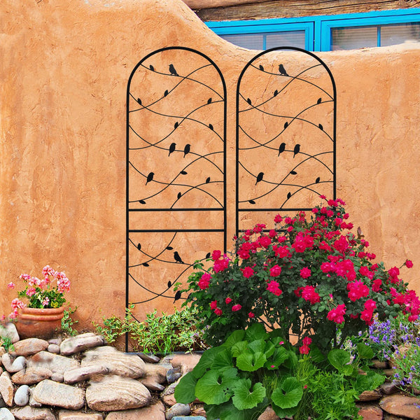 English Elm 4 Pack Powder-coated Metal Garden Trellis Panels Rustproof Climbing Plant Support Outdoor W1586P268006