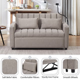 English Elm 55.9" Convertible Sofa Bed Loveseat Sofa With Three Usb Ports, Two Side Pockets, Two Cup Holders and 360°Swivel Phone Holder For Living Room, Light Grey