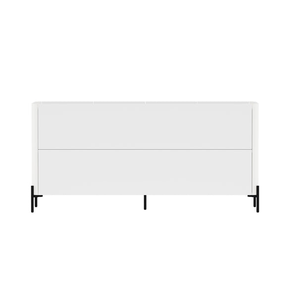 English Elm Abbey 67" Sideboard in Maple and Off White with Soft-Close Doors, Adjustable Shelves, Modern Tray Top White B365S00112