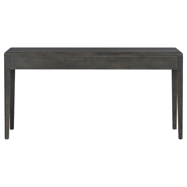English Elm U_style Oak Veneer Console Table with Three Wave Drawers for Entryway or Foyer Black N711P401926B