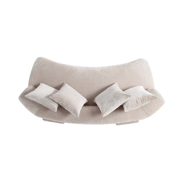 English Elm Modern Verandah Chenille 90.6" Sofa Beige — Curved Back, Kiln-Dried Pine Frame, 4 Pillows, Commercial Grade B365P398106