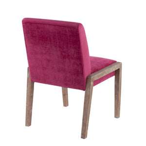 English Elm Carmen Contemporary Chair Set Of 2 – Plush Hot Pink Velvet With White-Washed Wood For Modern Style B202S01319