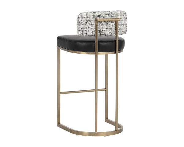 Sunpan LARISSA Barstool - Stylish Bravo Black & Halton Birch Design with Durable Antique Brass Frame 112425