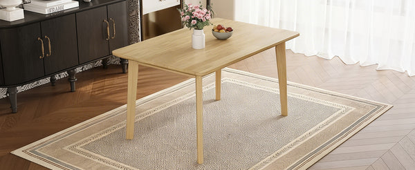 English Elm Rustic Minimalist Rubberwood Dining Table with Tapered Legs for Small Apartment Spaces Natural N752P368503A