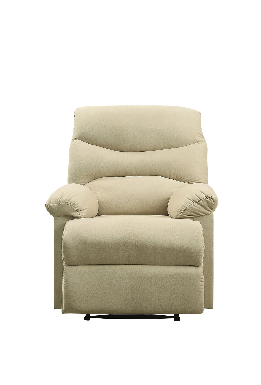 English Elm Beige Recliner Chair With Pillow-Top Armrests – Cozy Microfiber Upholstery For Ultimate Comfort B062P215431