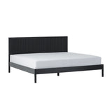 Contemporary Reeded Headboard Solid Wood King Bed Black ORLB8BBL Walker Edison