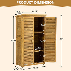 English Elm Outdoor Fir Wood Vertical Storage Shed with Lockable Door and Waterproof Sloped Roof W1422P233383