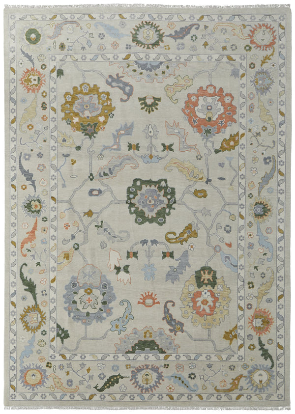 Feizy Rugs Karina Hand-knotted Wool Rug - Timeless Elegance With Low Pile, Floral Design For Sophisticated Decor Ivory,Gold,Green Wool 90969gbfgrymltf99