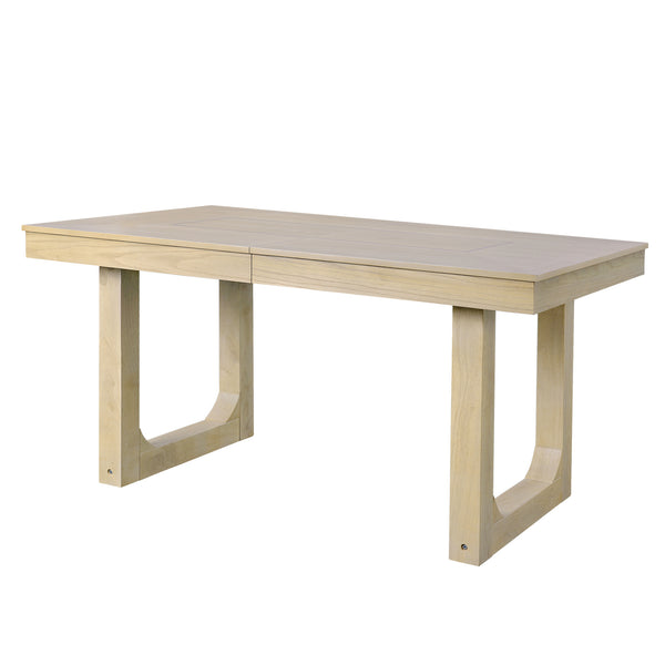 English Elm 60"-78" Farmhouse Rubberwood Dining Table Seats Eight with Removable Leaf Natural N752P272062N