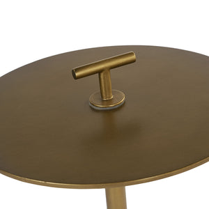 Sunpan Sia Sculptural End Table with Brass Top & White Volakas Marble Base - Perfect for Small Spaces!