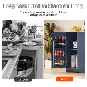 English Elm 53'' Kitchen Storage Islands with Drawers and Trash Can Storage, Modern Farmhouse Design, 53.2"W x 20.9"D x 38.0"H Navy Blue W1820P281266