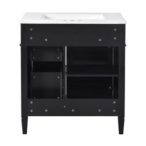 English Elm 30'' Modern Bathroom Vanity With Ceramic Sink, 2 Drawers & Tip-Out Storage For Stylish Organization N710P250194B
