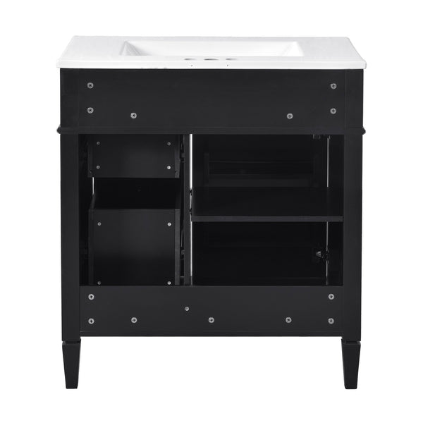 English Elm 30'' Modern Bathroom Vanity With Ceramic Sink, 2 Drawers & Tip-Out Storage For Stylish Organization N710P250194B