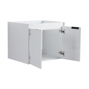 English Elm 24" Wall-Mounted Bathroom Vanity with Resin Sink, 2 Soft-Close Doors, Glossy White, Space-Saving Design W999P312081