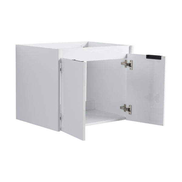 English Elm 24" Wall-Mounted Bathroom Vanity with Resin Sink, 2 Soft-Close Doors, Glossy White, Space-Saving Design W999P312081