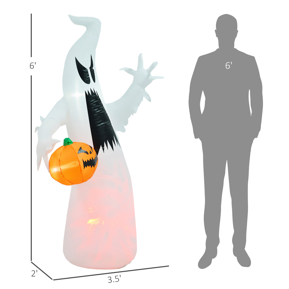 English Elm Homcom 5.9' Inflatable Ghost With Pumpkin - Led Halloween Yard Decor For Fun & Spooky Celebrations! W2225P229470