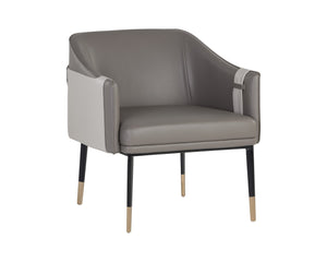 Sunpan Carter Lounge Chair - Elegant Barrel Back Design in Luxe Faux Leather with Stylish Black Steel Legs Napa Taupe / Napa Stone