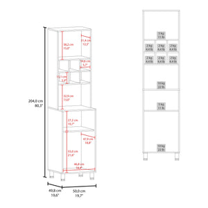 English Elm Rock Vertical Kitchen Pantry with Pneumatic Flap, Open Microwave Shelf, Bottom Cabinet, White Finish B128P263725