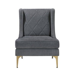 English Elm Modern Luxury Chenille Upholstery Wingback Accent Chair with Diamond Stitching, Gold Metal Legs and Reversible Cushion for Durable Comfort and Style Dark Gray 32.5 L x 28 W x 19 H B011P308541