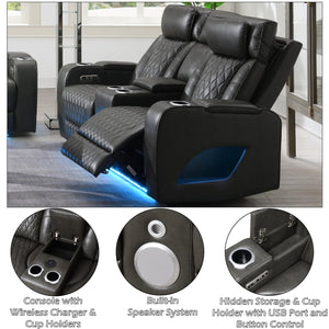 English Elm Taddeo Power Reclining Loveseat with Massage Led Console and Wireless Charging Hub B2726P435906