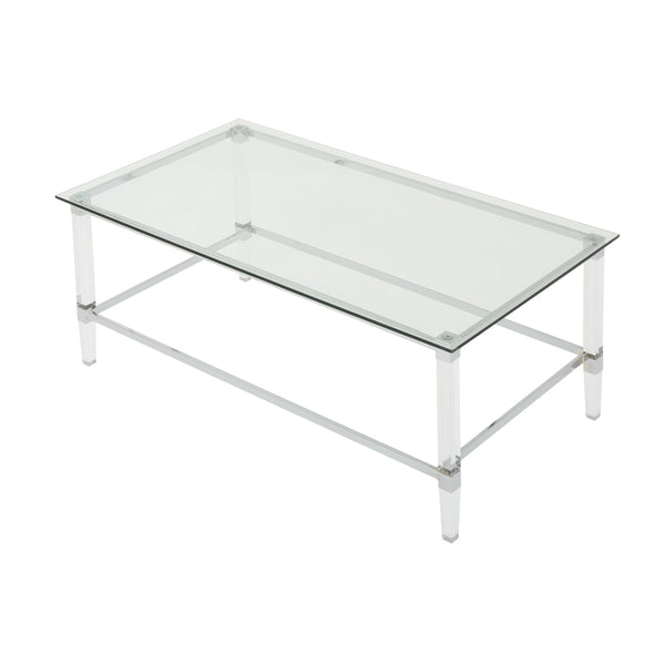 English Elm Christopher Knight Home® - RECTANGLE Clear Glass Coffee Table 51.5"x29.5" Sleek Modern Low-Profile Design Durable Tempered Surface 61529.00