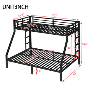 English Elm Metal Twin Xl Over Queen Bunk Bed – Space-Saving Design, Strong Steel Frame, No Box Spring Needed! W1580P336606