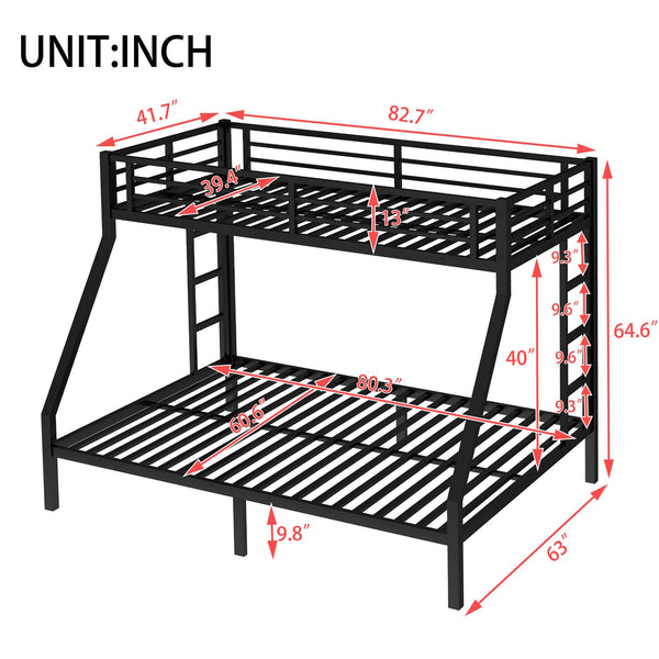 English Elm Metal Twin Xl Over Queen Bunk Bed – Space-Saving Design, Strong Steel Frame, No Box Spring Needed! W1580P336606
