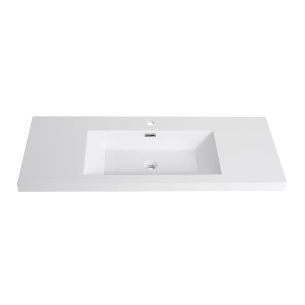 English Elm 48" Gloss White Resin Sink - 51.2" x22.8" x8.7" Durable Modern Top-Mount Basin, Long-Lasting Finish W999P194855