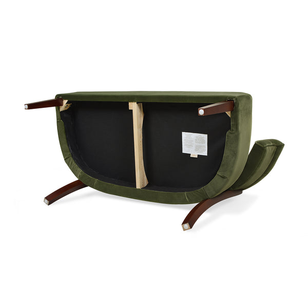 English Elm Jennifer Taylor Home - Jared Mid-Century Roll Arm Tufted Bench Settee with Kiln-Dried Frame and Plush High-Density Foam Olive Green B2719P238285