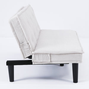 English Elm This 66-inch corduroy sofa bed with button-back design, sturdy wood frame, comfy sponge cushions, 500lb capacity Beige W3371P311447