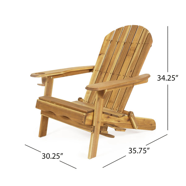 English Elm Christopher Knight Home® - BELLWOOD Teak Adirondack Chair with Folding Design, Cup Holders & Rustic Outdoor Comfort N776P344079T