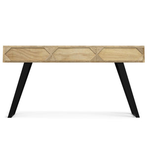 English Elm Lowry Natural Mango Wood Console Sofa Table with 3 Drawers, Industrial Metal Legs, 60" Long B136P203469