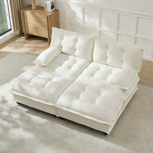 English Elm 77" Chenille Modular Cloud Sofa Plush Deep Seat Sectional with Ottomans for Living Room Beige W714S01676