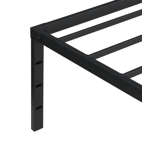 English Elm Queen Platform Bed Frame Heavy Duty Steel Slats Matte Black Modern Bedroom Base W311P359220