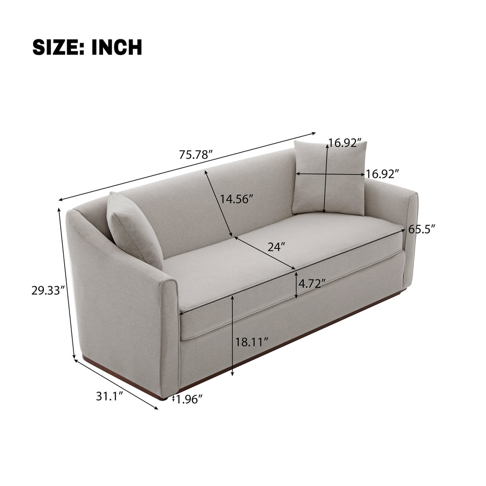 English Elm Modern Chenille Three Seater Sofa with Rubberwood Base and Wrap Around Arms for Living Room Grey N763S000110E
