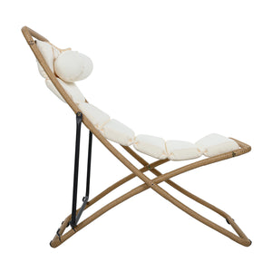 English Elm Trexm Rattan Wrapped Folding Outdoor Lounge Chair Set with Cushion and Adjustable Recline Yellow N715P428435V
