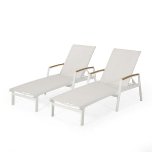 English Elm Christopher Knight Home® - OXTON Chaise Lounge with Breathable Nylon Mesh, Ergonomic Recline and Sleek Low-Profile Design for Comfort White 62753.00WWHIMP2