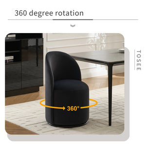 English Elm Set Velvet Swivel Barrel Accent Chair Mid Century Ergonomic Seat for Dining Vanity Dark Grey W3244P308286