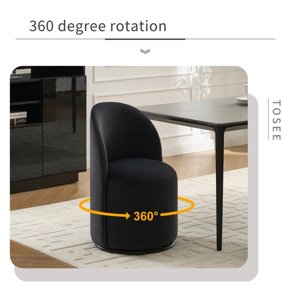English Elm Set Velvet Swivel Barrel Accent Chair Mid Century Ergonomic Seat for Dining Vanity Dark Grey W3244P308286