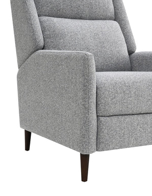 English Elm Pushback Psyche Manual Recliner High Back Channel Tufting Linen-Look Gray Leatherette, Espresso Legs B2741P397646