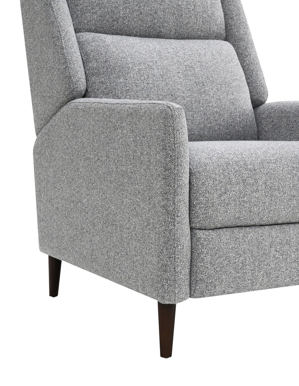 English Elm Pushback Psyche Manual Recliner High Back Channel Tufting Linen-Look Gray Leatherette, Espresso Legs B2741P397646